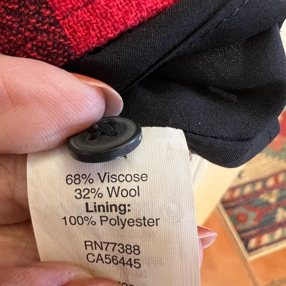 Madewell Buffalo Plaid Tie-Neck Tunic Dress Red Black Wool Blend Small - Picture 5 of 6